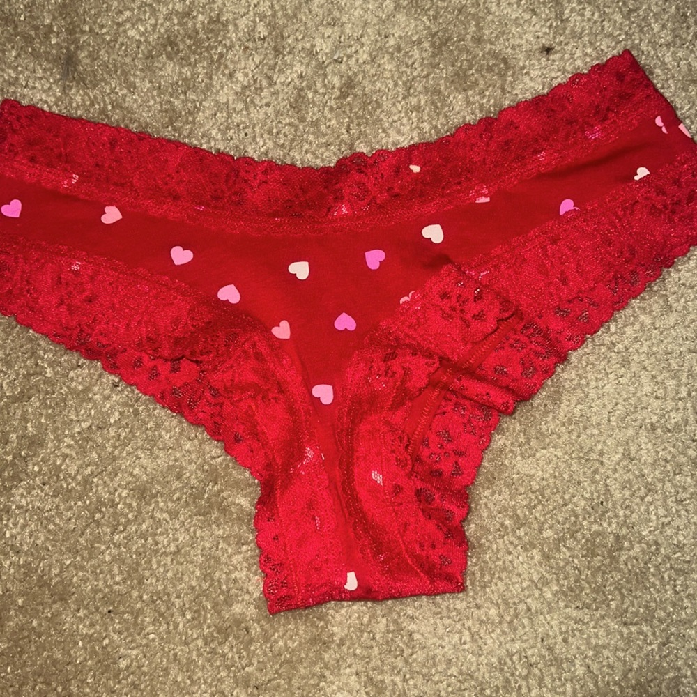 Red with pink hearts Victoria Secret cheeky panties
